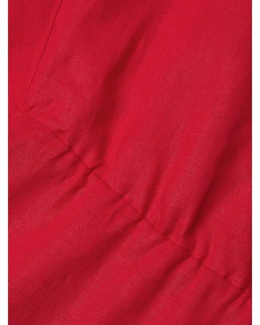 Saks Fifth Avenue Red 100% Linen Midi-Dress