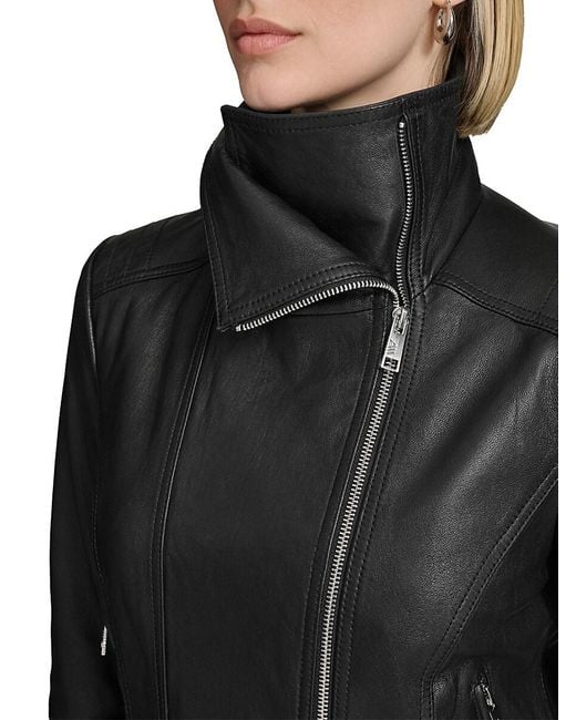 Andrew Marc Black Beckett Leather Moto Jacket