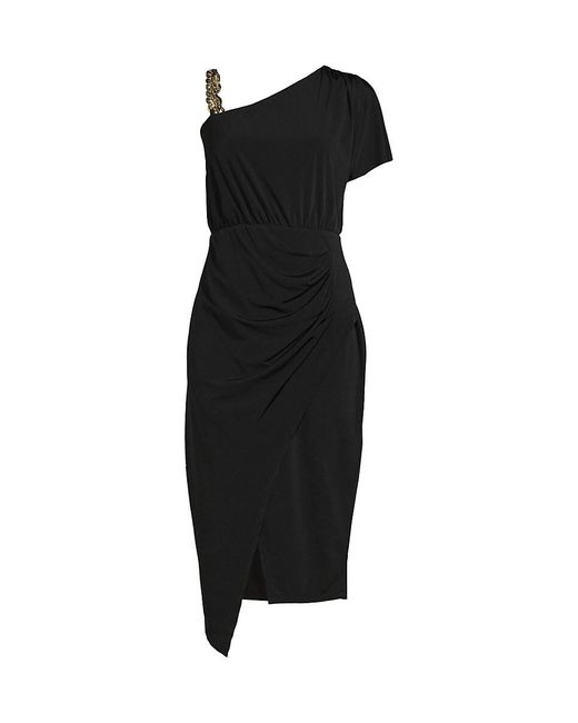 Guess Black Chain Strap Asymmetric Midi Dress