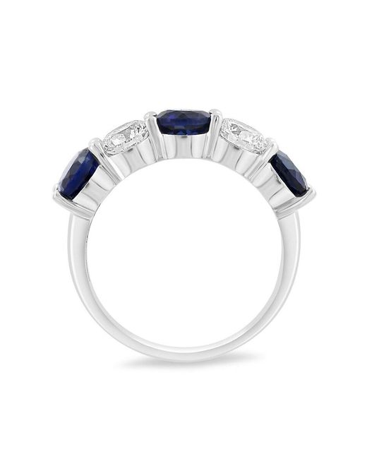 Effy Blue 14K, 1.65 Tcw Lab Grown Sapphire & 0.98 Tcw Lab Grown Diamond Band Ring