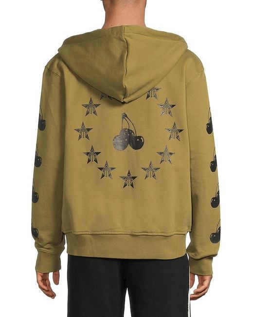 RTA Green Cotton Zip Hoodie for men