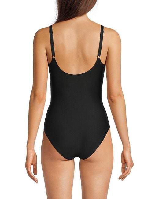 DKNY Black Twist-Front One-Piece Swimsuit