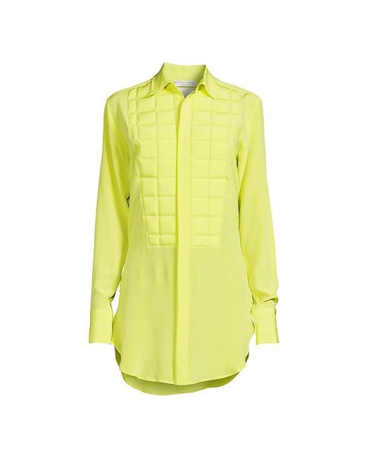 Bottega Veneta Silk Button Down Tunic Shirt in Yellow | Lyst UK
