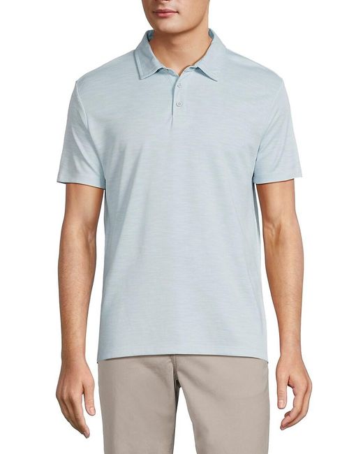 Saks Fifth Avenue Blue Heathered Polo for men