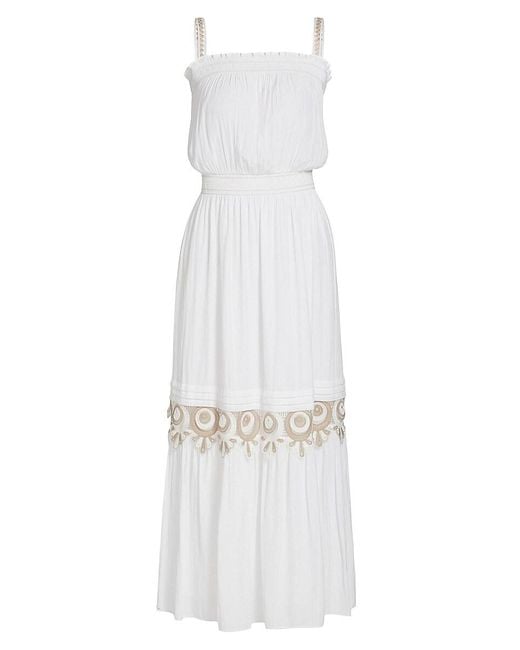Ramy Brook White Catalina Embroidered Maxi Dress