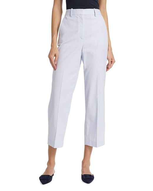 Theory Blue Flat Front Cropped Straight Pants
