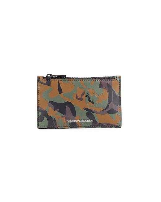 McQ Alexander McQueen Green Camouflage Leather Card Case for men