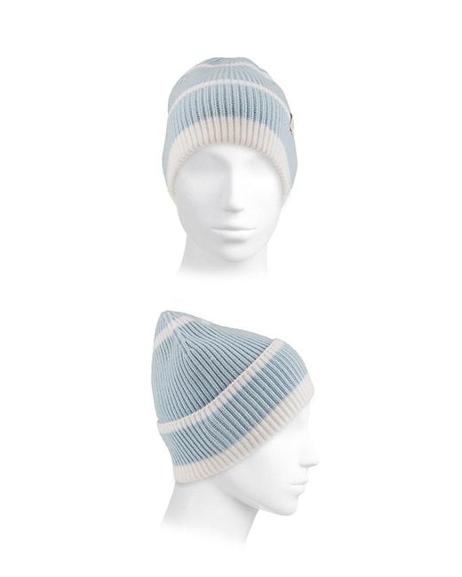 Rag & Bone Blue Blake Striped Wool Beanie
