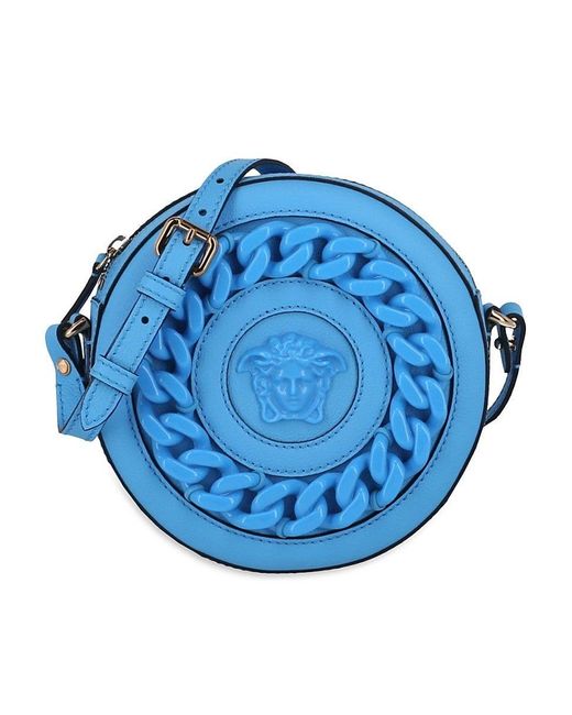 Versace Medusa Logo Leather Shoulder Bag in Blue Lyst
