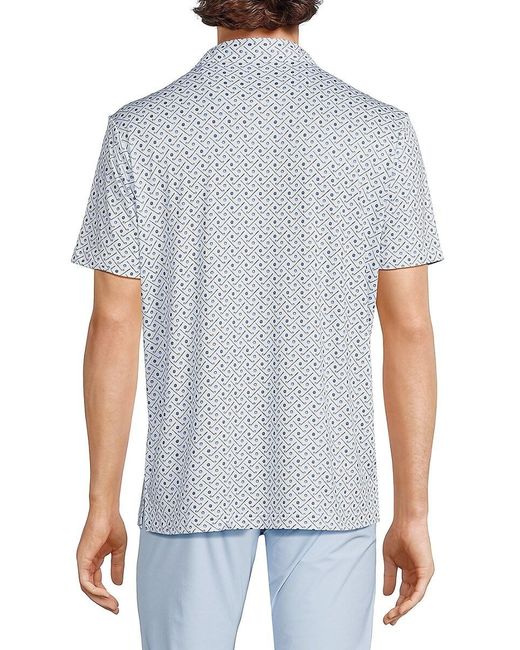 Tailorbyrd Blue Geometric Print Polo for men