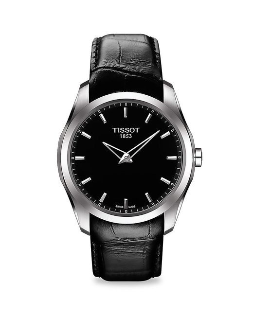 Tissot Black T Classic Couturier 39mm Stainless Steel & Leather Strap Watch for men