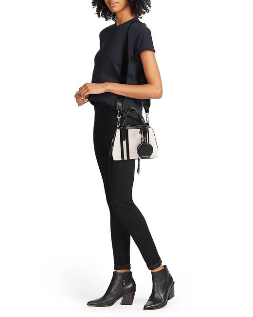 Calvin Klein Black Millie Striped Top Hande Bag