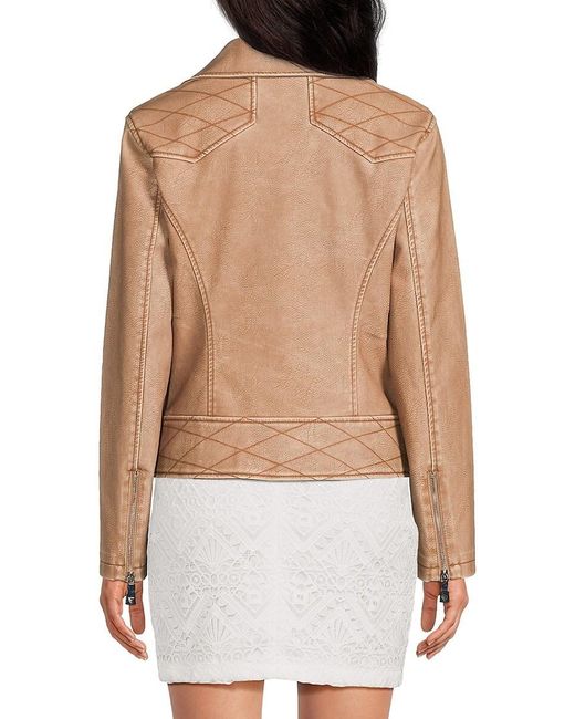Guess Natural Ivonne Faux Leather Biker Jacket