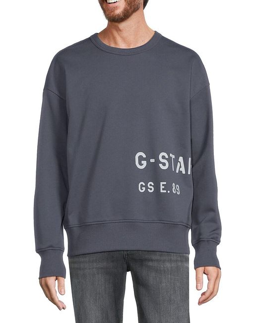 G-Star RAW Gray Drop Shoulder Graphic Sweatshirt for men