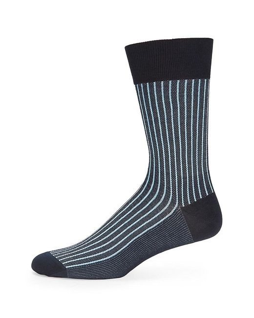 Falke Black Oxford Striped Crew Socks for men
