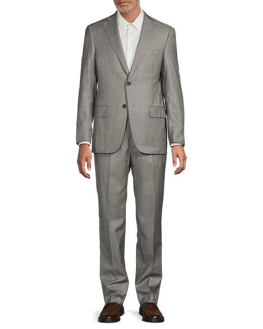 Heritage Gold Gray Textured Single-Breasted Wool Suit for men