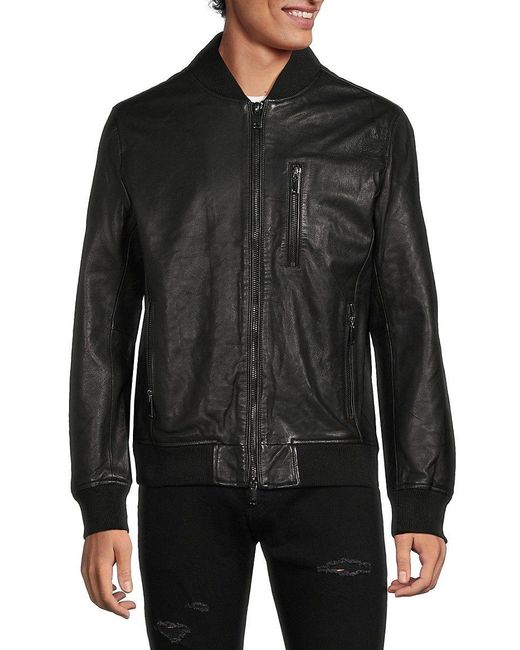 Slate & Stone Leather Biker Jacket in Black for Men | Lyst