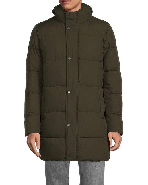 Calvin Klein Quilted Hooded Longline Puffer Jacket in Green for Men Lyst