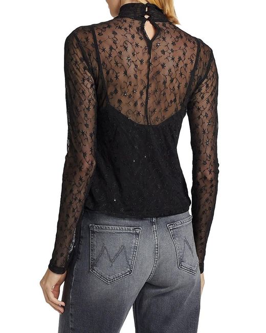 Rag & Bone Black Dahlia Lace Turtleneck Top