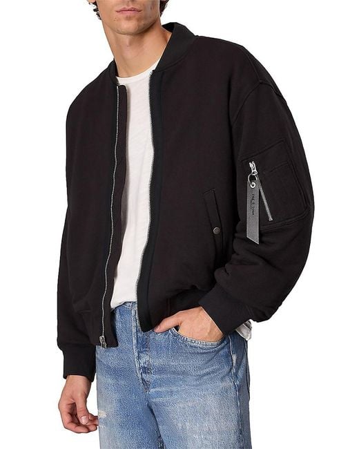 Rag & Bone Black Vintage Manston Solid Bomber Jacket for men
