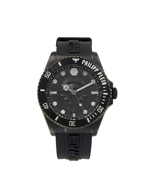 Philipp Plein The Skull Diver 44mm Ip Black Stainless Steel Case & Silicone Strap Watch for men
