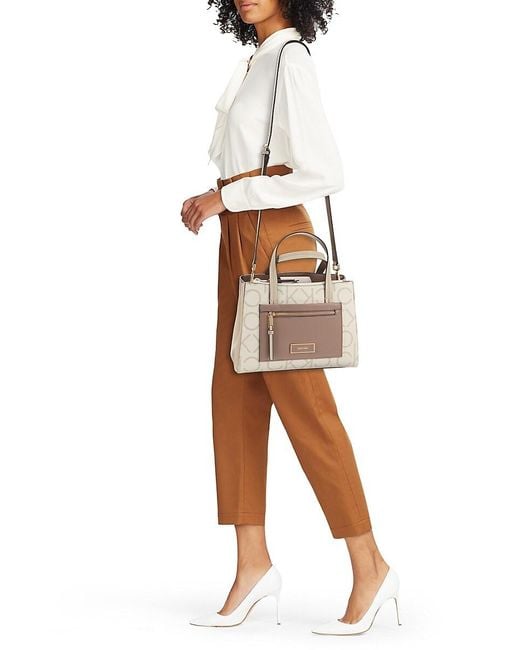 Calvin Klein Natural Hadley Monogram Satchel Bag