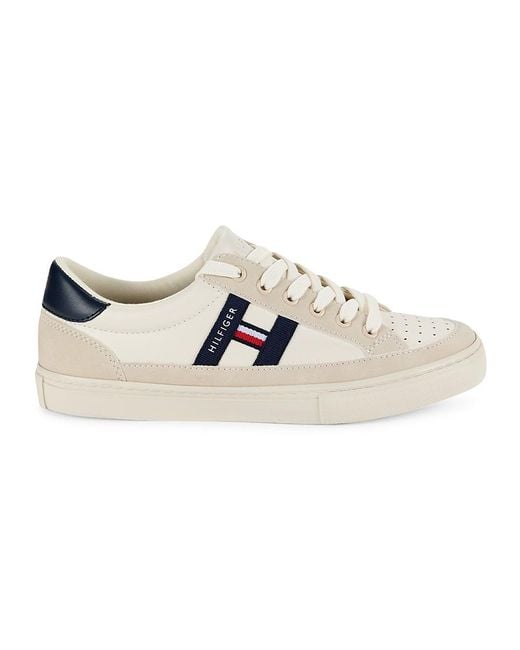 Tommy Hilfiger White Logo Perforated Sneakers