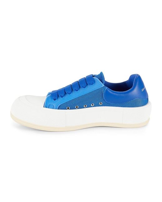 Alexander McQueen Blue Leather Low Top Sneakers for men