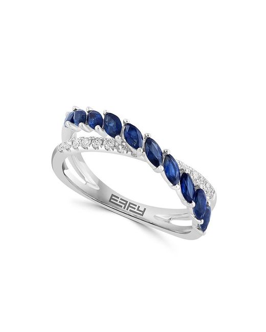 Effy Blue 14k White Gold, Sapphire & Diamond Ring