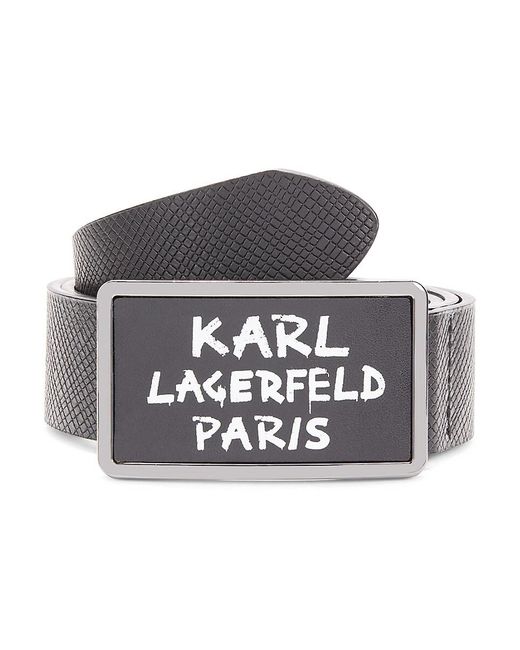 Karl Lagerfeld Gray Logo Leather Belt for men