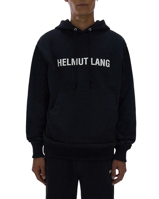 Helmut Lang Blue Core Logo Drawstring Hoodie for men