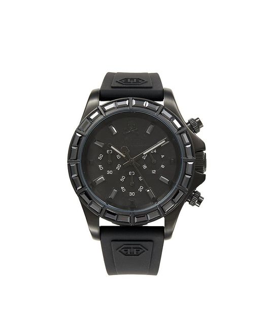 Philipp Plein Black Nobile Racing 43mm Stainless Steel Case & Silicone Strap Chronograph Watch for men