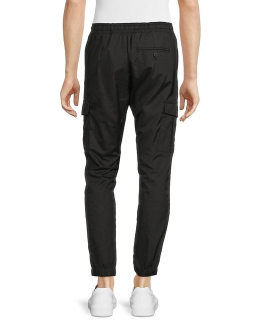 French Connection Black Solid Drawstring Cargo Joggers for men