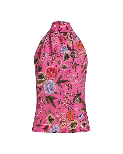 Kobi Halperin Red Madison Floral Silk Sleeveless Blouse