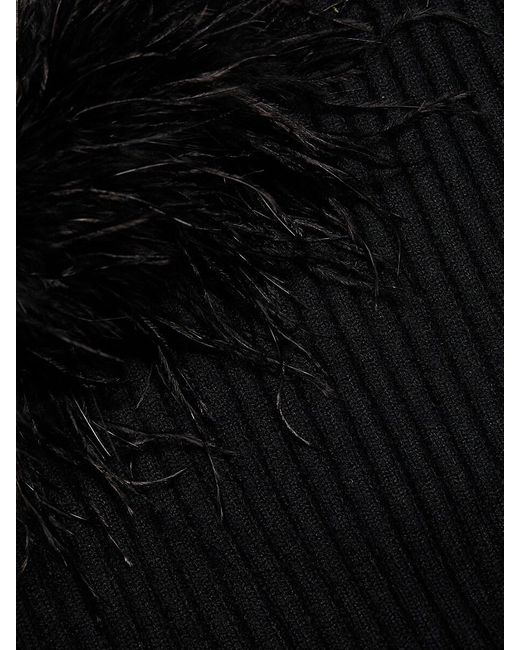 NonChalant Label Black Avery Feather-Cuff Minidress