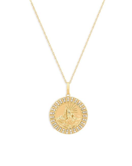Saks Fifth Avenue Metallic 14k Yellow Gold & 0.25 Tcw Diamond Religious Pendant Necklace