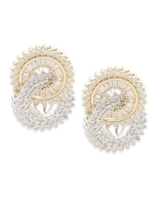 Saks Fifth Avenue Natural 14k Yellow Gold, Rhodium & 1 Tcw Diamond Interlocking Earrings