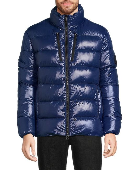 Save The Duck Blue Mitch Stand Collar Puffer Jacket for men