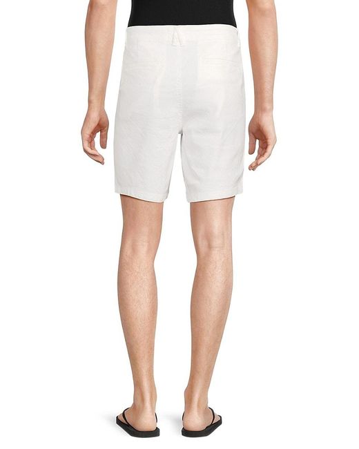 Hudson White Flat Front Linen Blend Chino Shorts for men