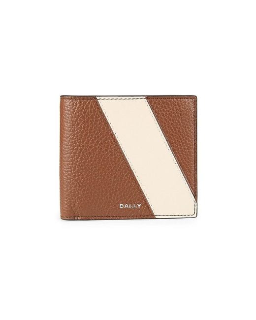 Bally White Taurus Striped Leather Bifold Wallet for men