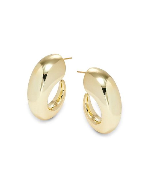 AREA STARS Metallic Crystal Bloom Halley 14K Goldplated Crescent Half Hoop Earrings