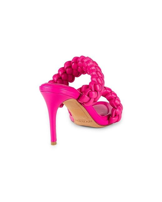 Alexandre Birman Pink Francis 89Mm Braided Leather Stiletto Sandals