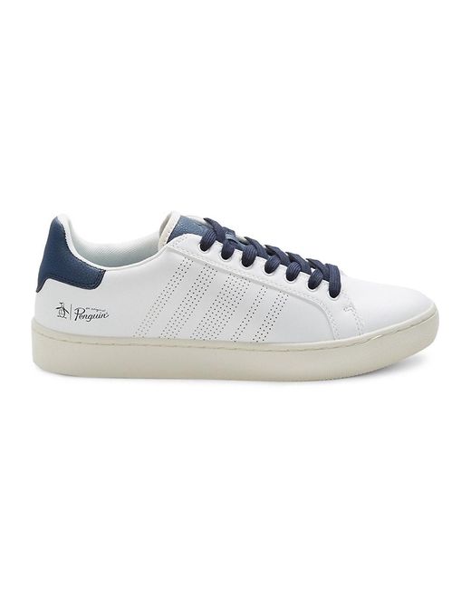 Original Penguin Campus Perforated Stripe Sneakers in White | Lyst UK