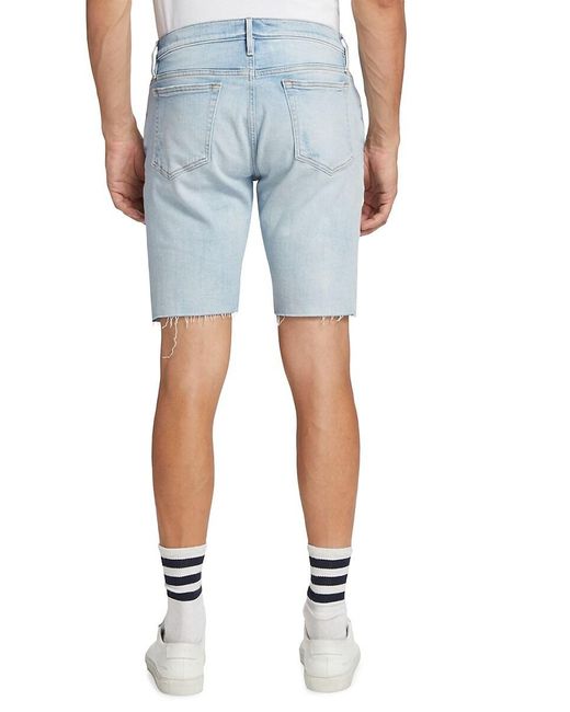 FRAME Blue L'homme Frayed Denim Shorts for men