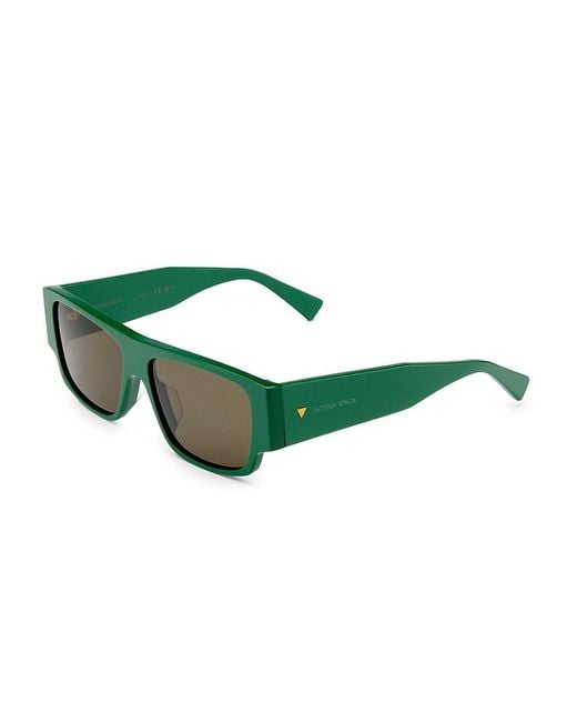 Bottega Veneta Green 57Mm Square Sunglasses
