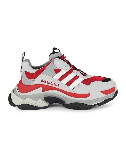 Balenciaga Red X Adidas Triple S Leather Sneaker for men