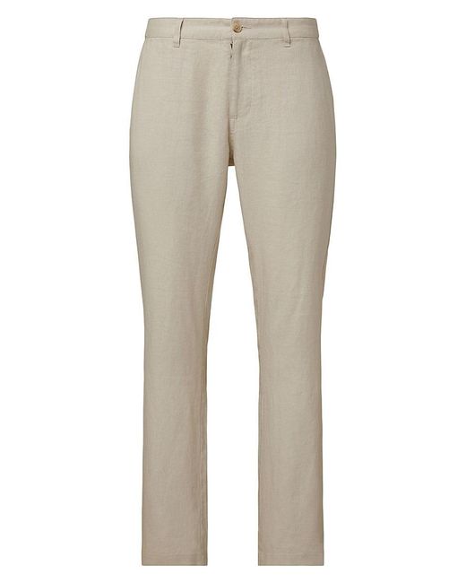 Onia Natural Linen Flat-Front Trousers for men
