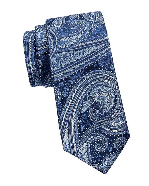 Canali Blue Paisley Silk Jacquard Tie for men