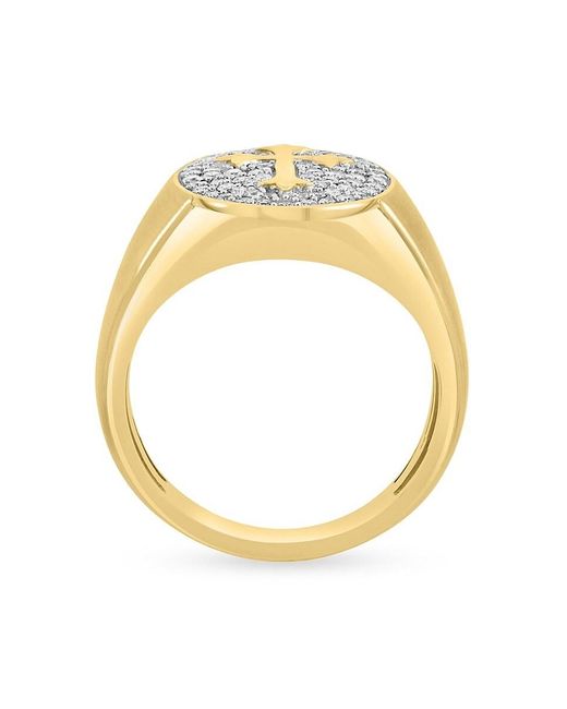 Effy Metallic 14k Yellow Gold & 0.49 Tcw Diamond Cross Signet Ring for men