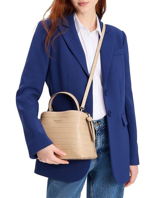 Kate Spade Natural Knott Croc-Embossed Leather Top-Handle Bag